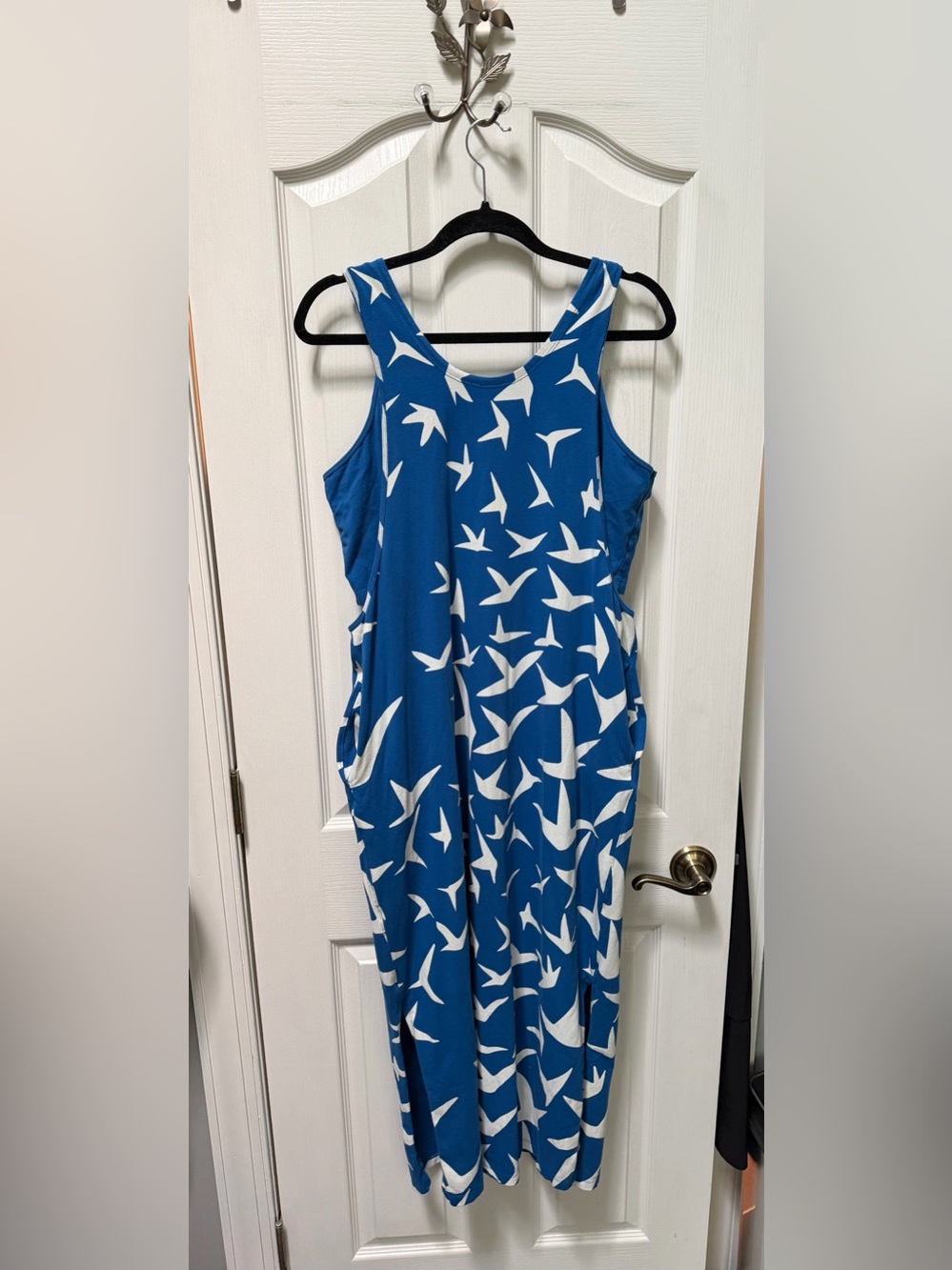 Free People Hot Shot Twisted Back Printed Maxi in Flying High Blue - L - Picture 4 of 7